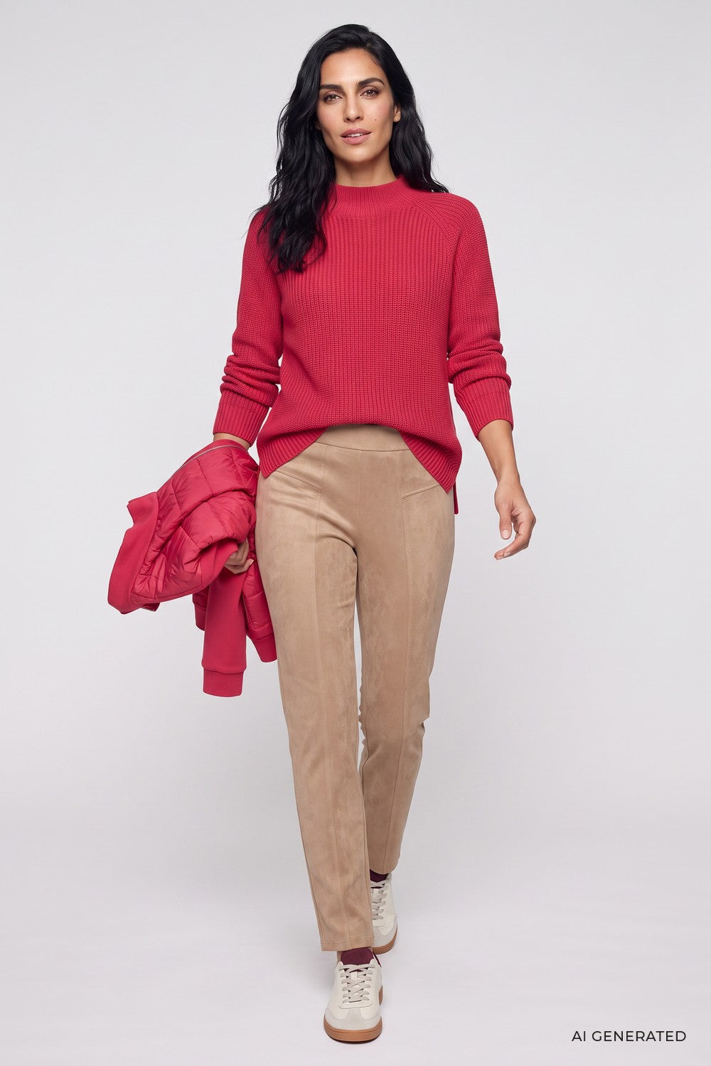Olsen Pullover mit Kelchkragen und Raglanärmeln 11004145 Redberry