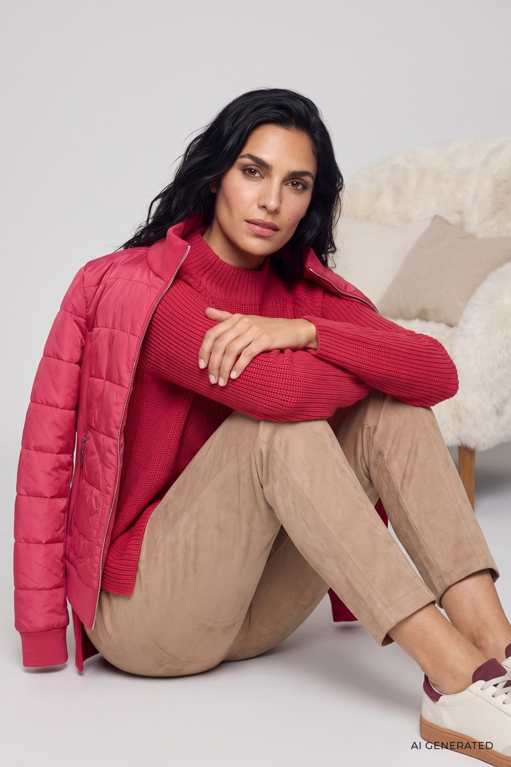 Olsen Pullover mit Kelchkragen und Raglanärmeln 11004145 Redberry
