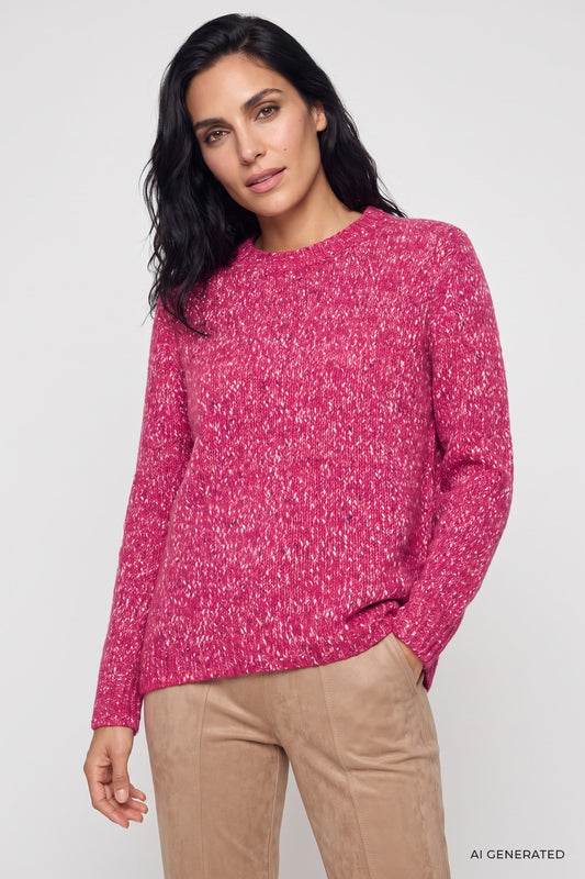 Olsen Pullover mit Allover-Dessin und Rundhalsausschnitt 11004933 Redberry Melange