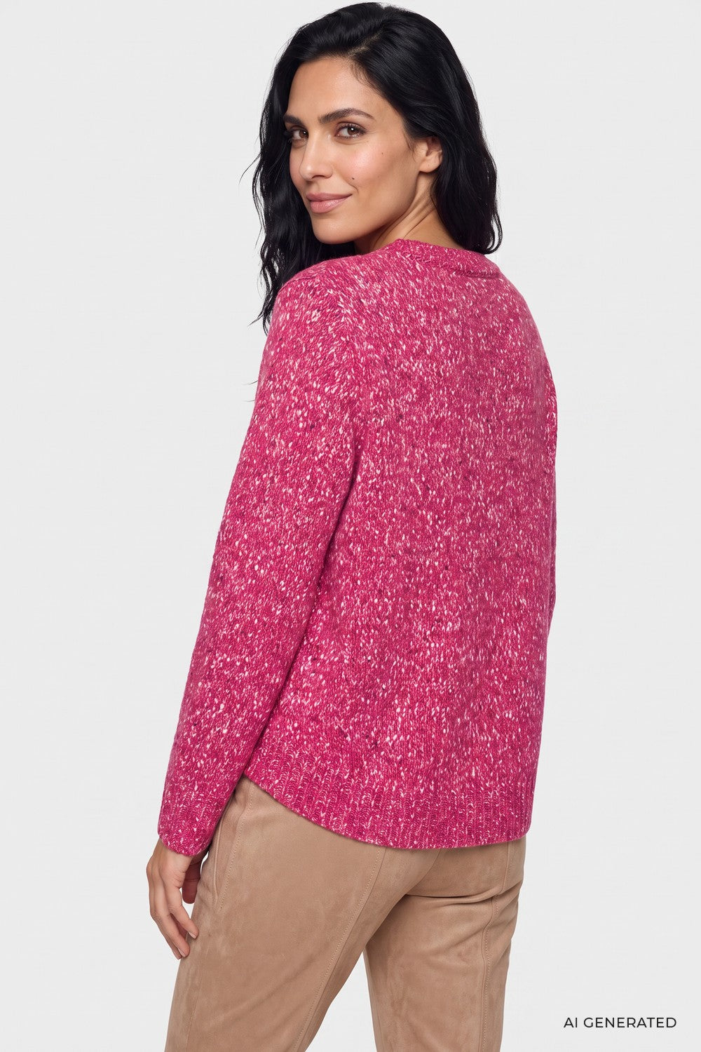 Olsen Pullover mit Allover-Dessin und Rundhalsausschnitt 11004933 Redberry Melange