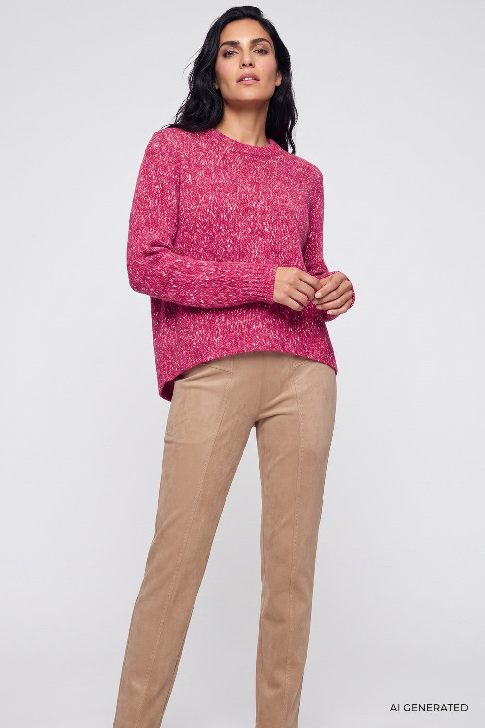 Olsen Pullover mit Allover-Dessin und Rundhalsausschnitt 11004933 Redberry Melange