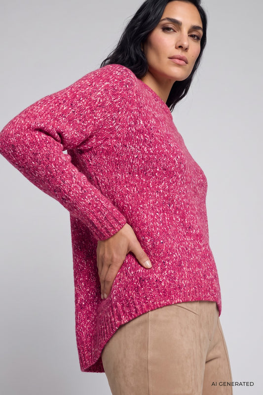 Olsen Pullover mit Allover-Dessin und Rundhalsausschnitt 11004933 Redberry Melange