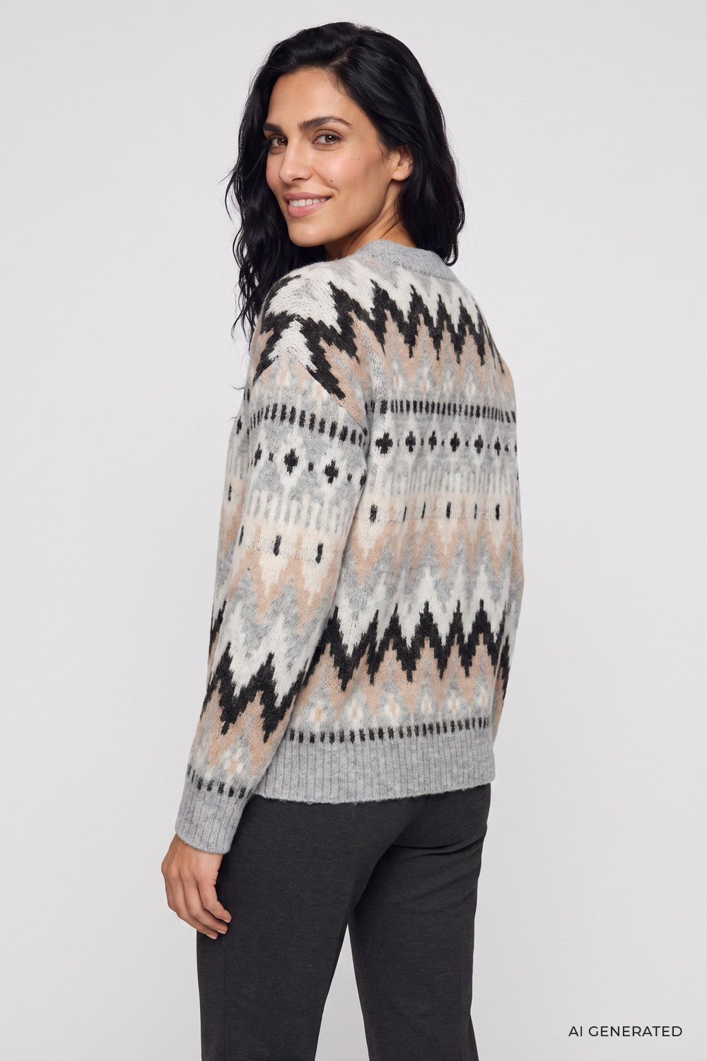 Olsen Pullover mit Panneaux-Dessin und überschnittener Schulter 11004921 Pearl Grey Melange