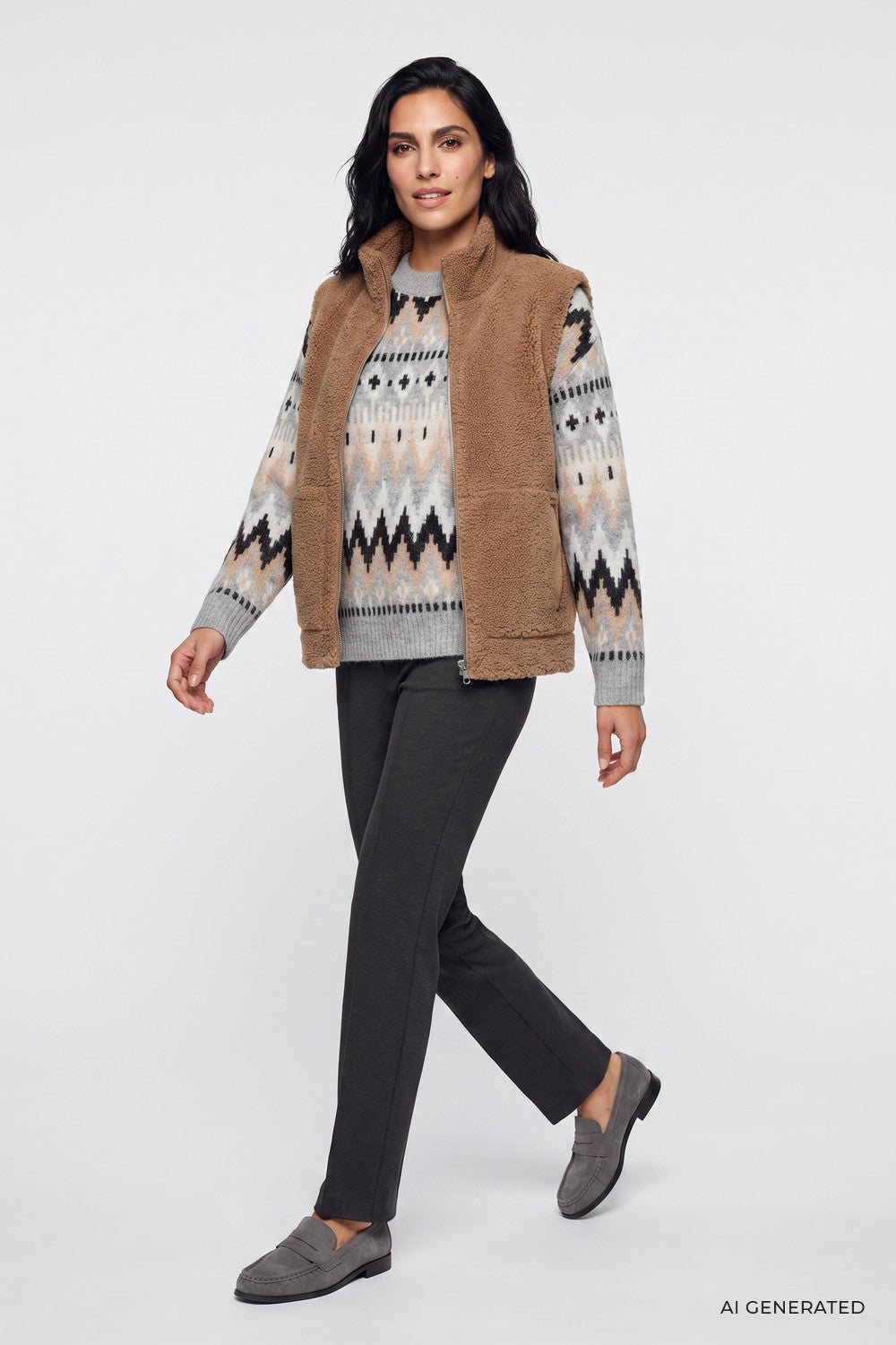 Olsen Pullover mit Panneaux-Dessin und überschnittener Schulter 11004921 Pearl Grey Melange