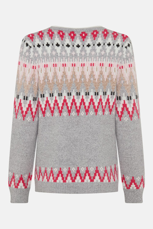 Olsen Pullover mit Panneaux Dessin und Rundhalsauschnitt 11004969 Pearl Grey Melange