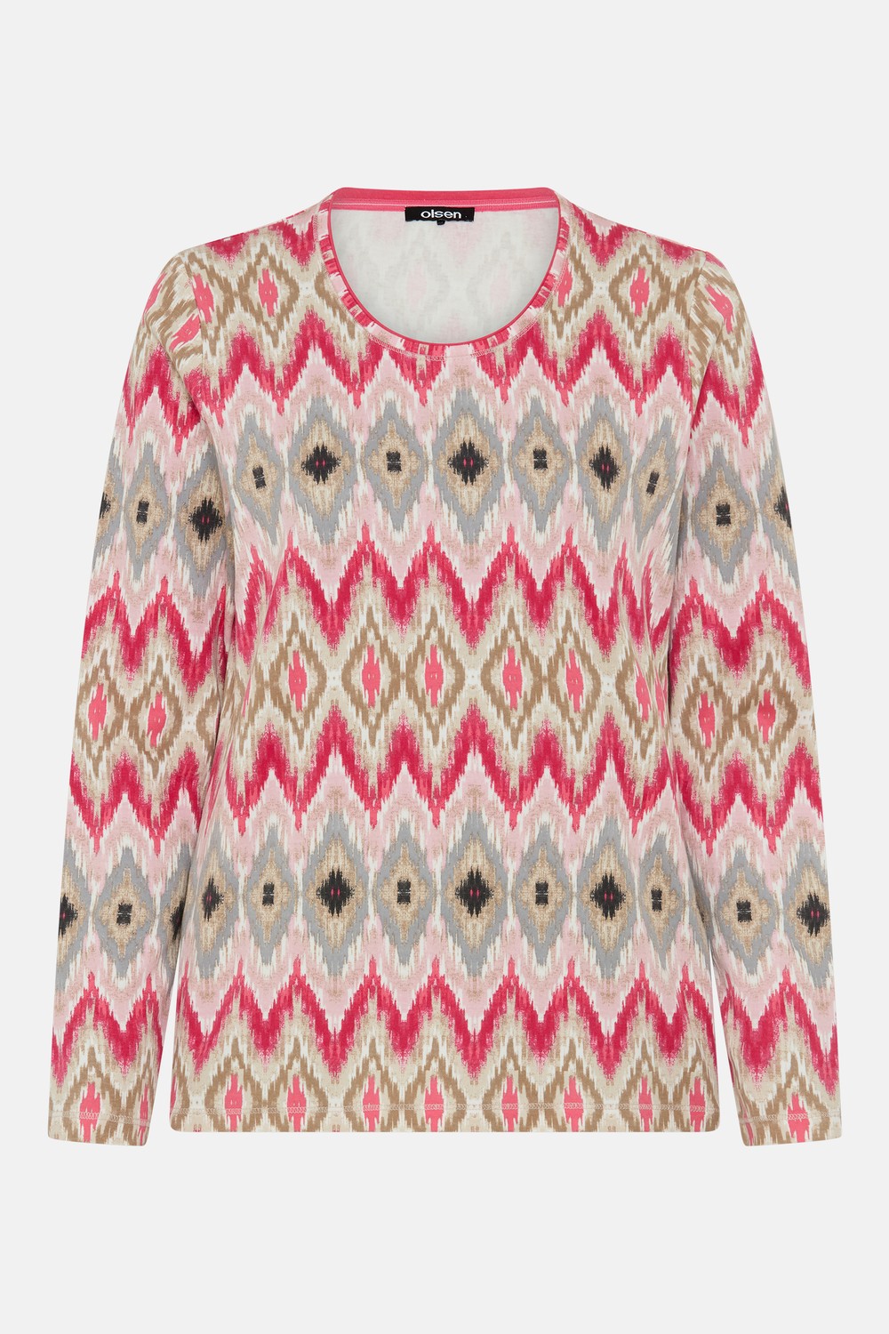 Olsen Shirt Hannah Panneaux-Dessin und Rundhalsausschnitt 11105525 Redberry