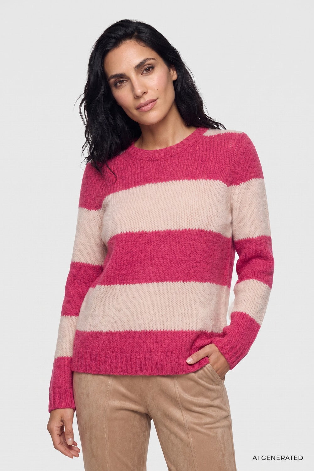 Olsen Pullover mit Streifenmuster und Rundhalsausschnitt 11004936 Redberry (Kopie)