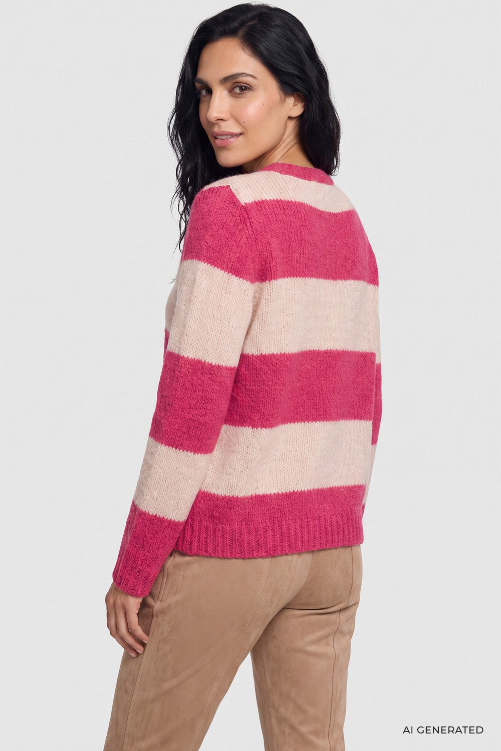 Olsen Pullover mit Streifenmuster und Rundhalsausschnitt 11004936 Redberry (Kopie)