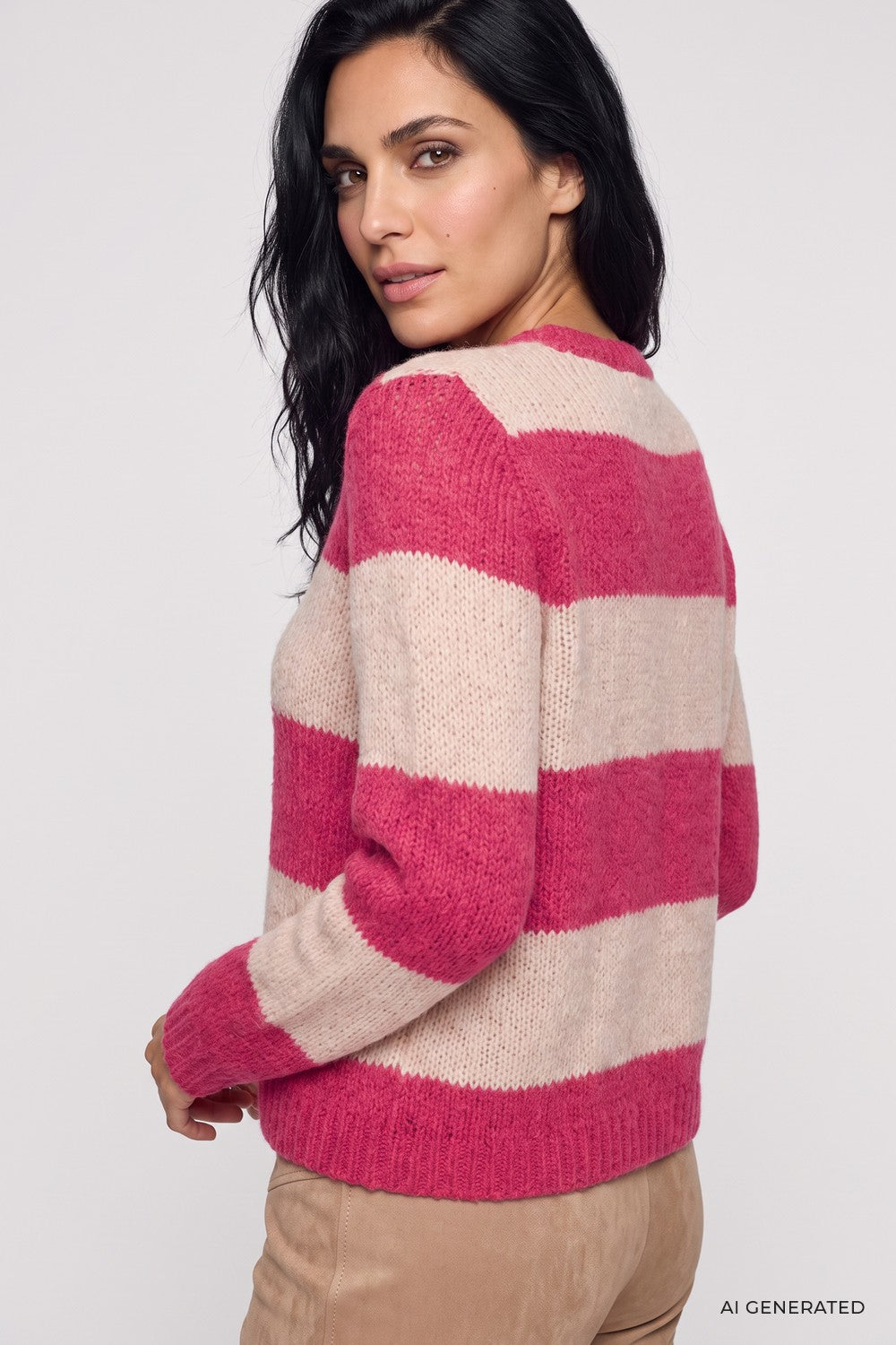 Olsen Pullover mit Streifenmuster und Rundhalsausschnitt 11004936 Redberry (Kopie)