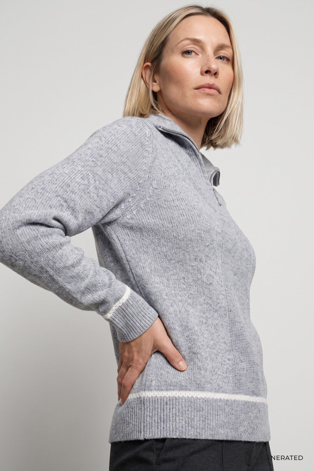 Olsen Pullover Troyer 11004967 Pearl Grey Melange