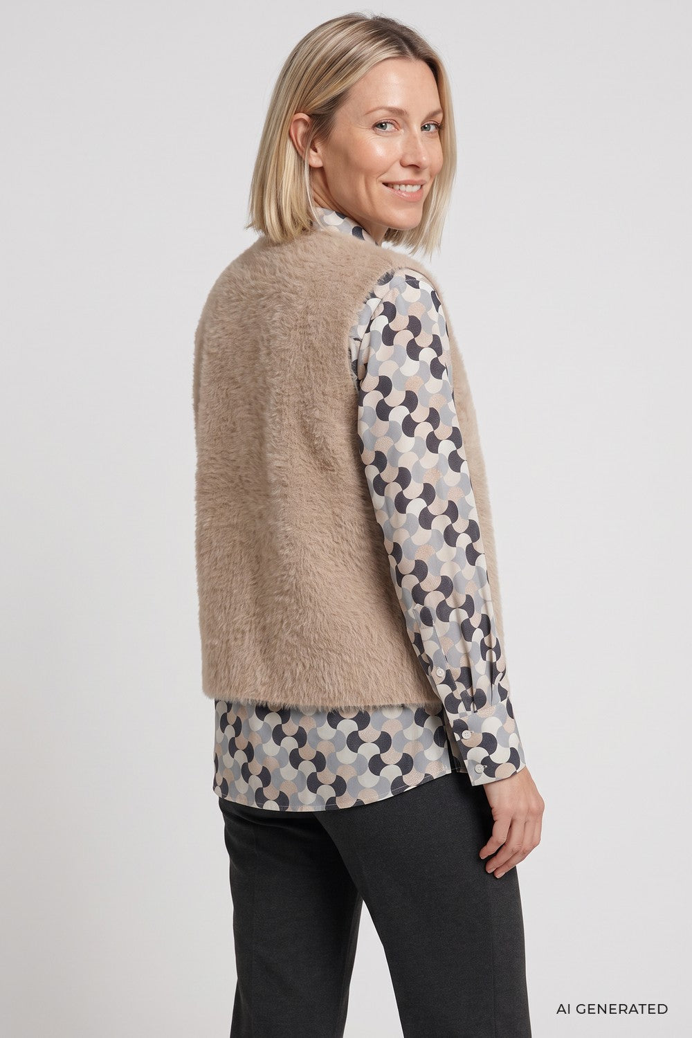 Olsen Weste mit Rundhalsausschnitt 11004785 Hazelnut