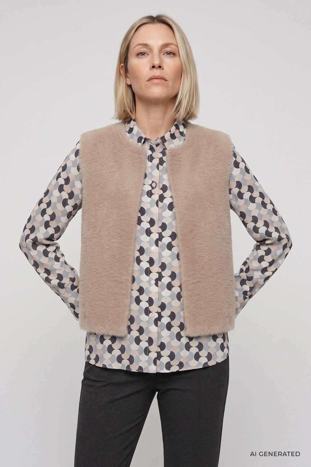 Olsen Weste mit Rundhalsausschnitt 11004785 Hazelnut