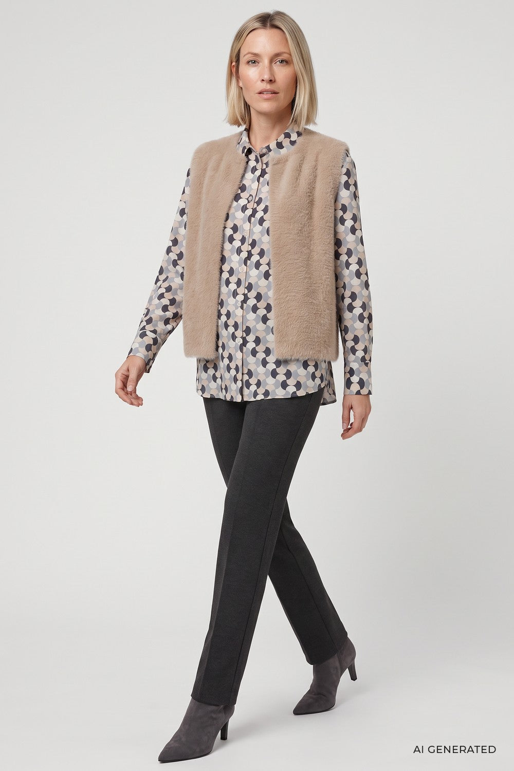 Olsen Weste mit Rundhalsausschnitt 11004785 Hazelnut