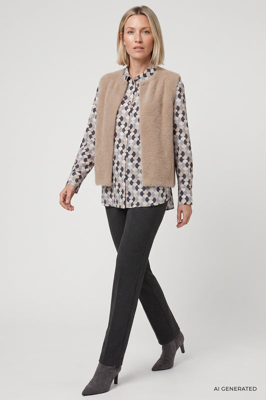 Olsen Weste mit Rundhalsausschnitt 11004785 Hazelnut
