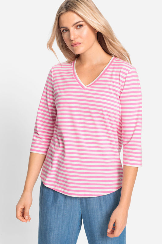 Olsen Shirt mit Querstreifen Hannah Candy Pink 11105079