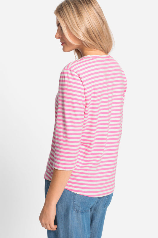 Olsen Shirt mit Querstreifen Hannah Candy Pink 11105079