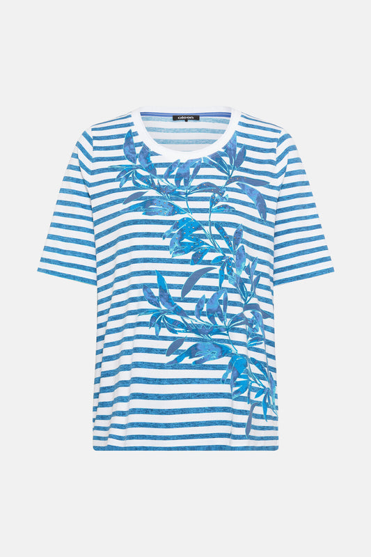 Olsen Shirt mit Streifen und Placement-Print Capri Blue Hannah 11105042