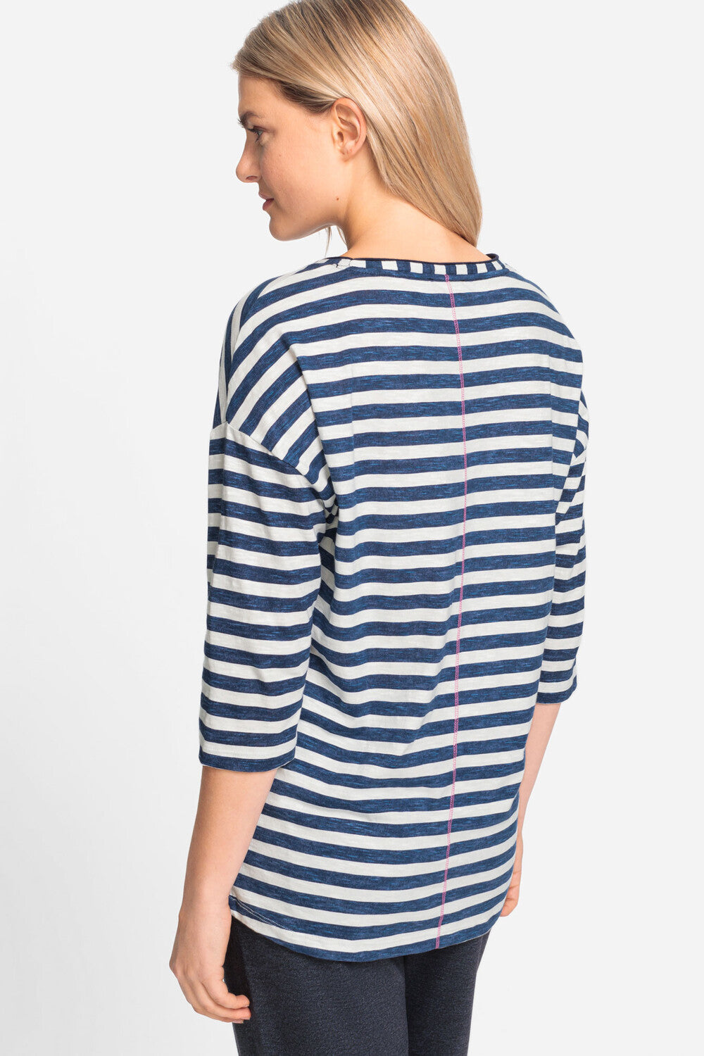 Olsen Shirt mit Streifen und Blütenprint Cosima Ink Blue 11105053