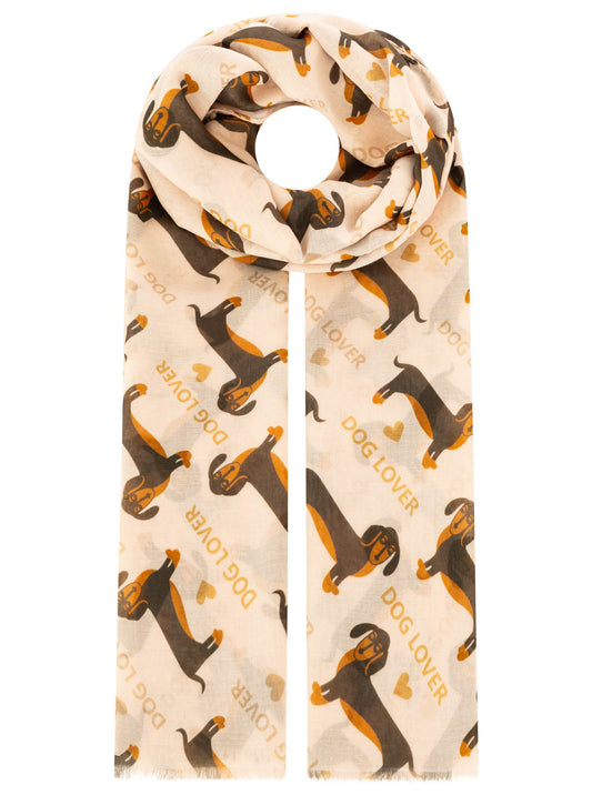 💕 Zwillingsherz Schal "Dog Lover" Beige