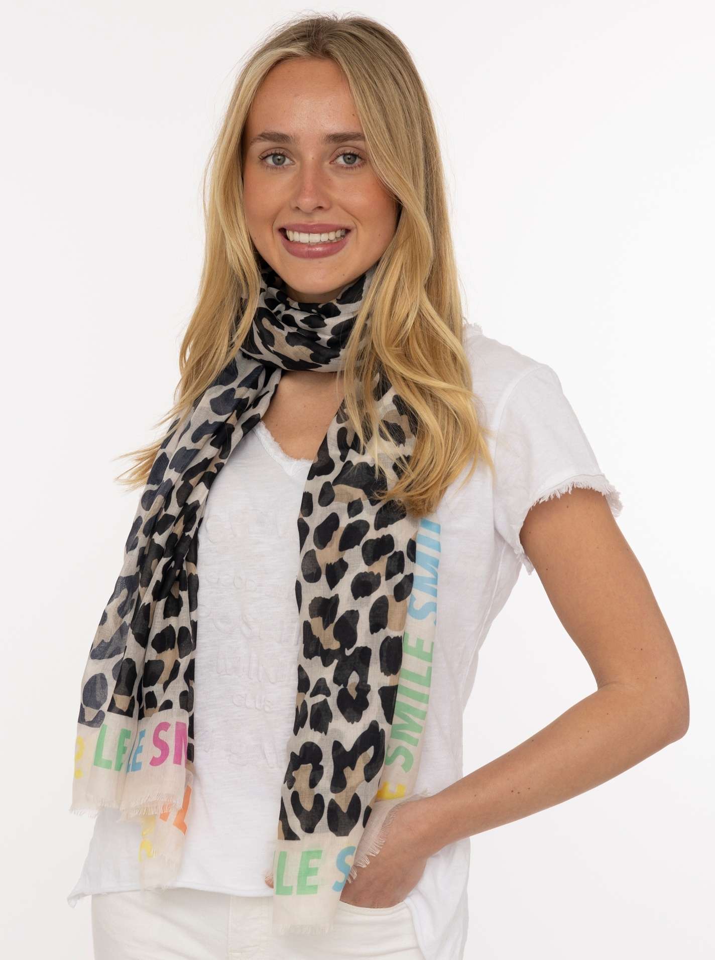 💕 Zwillingsherz Schal "Leo Fun" Viskose Mix Beige