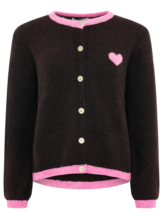 💕 Zwillingsherz Wollmix Cardigan "Herz" Braun
