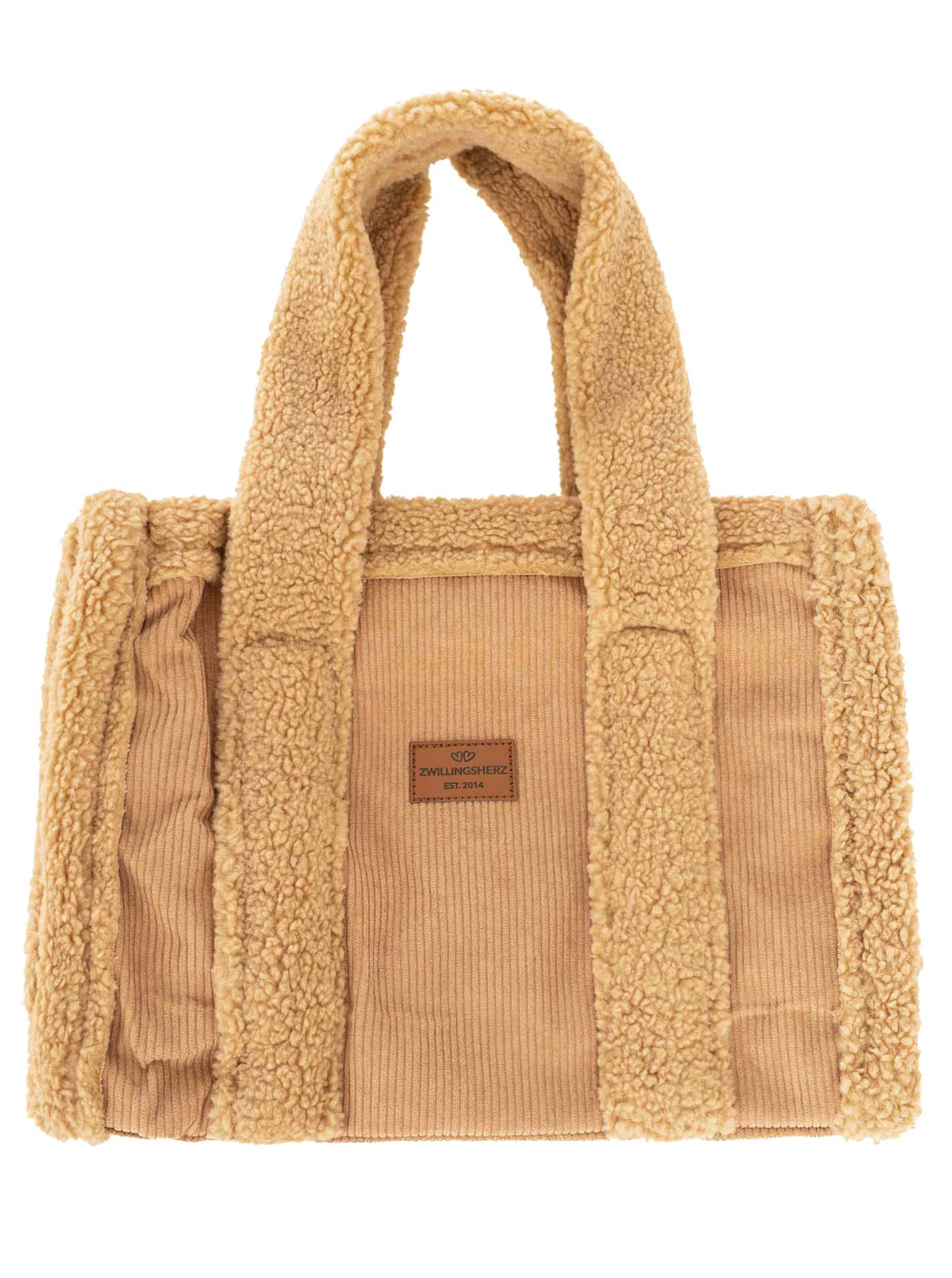 💕 Zwillingsherz Shopper XXL "Teddy meets Cord" Camel