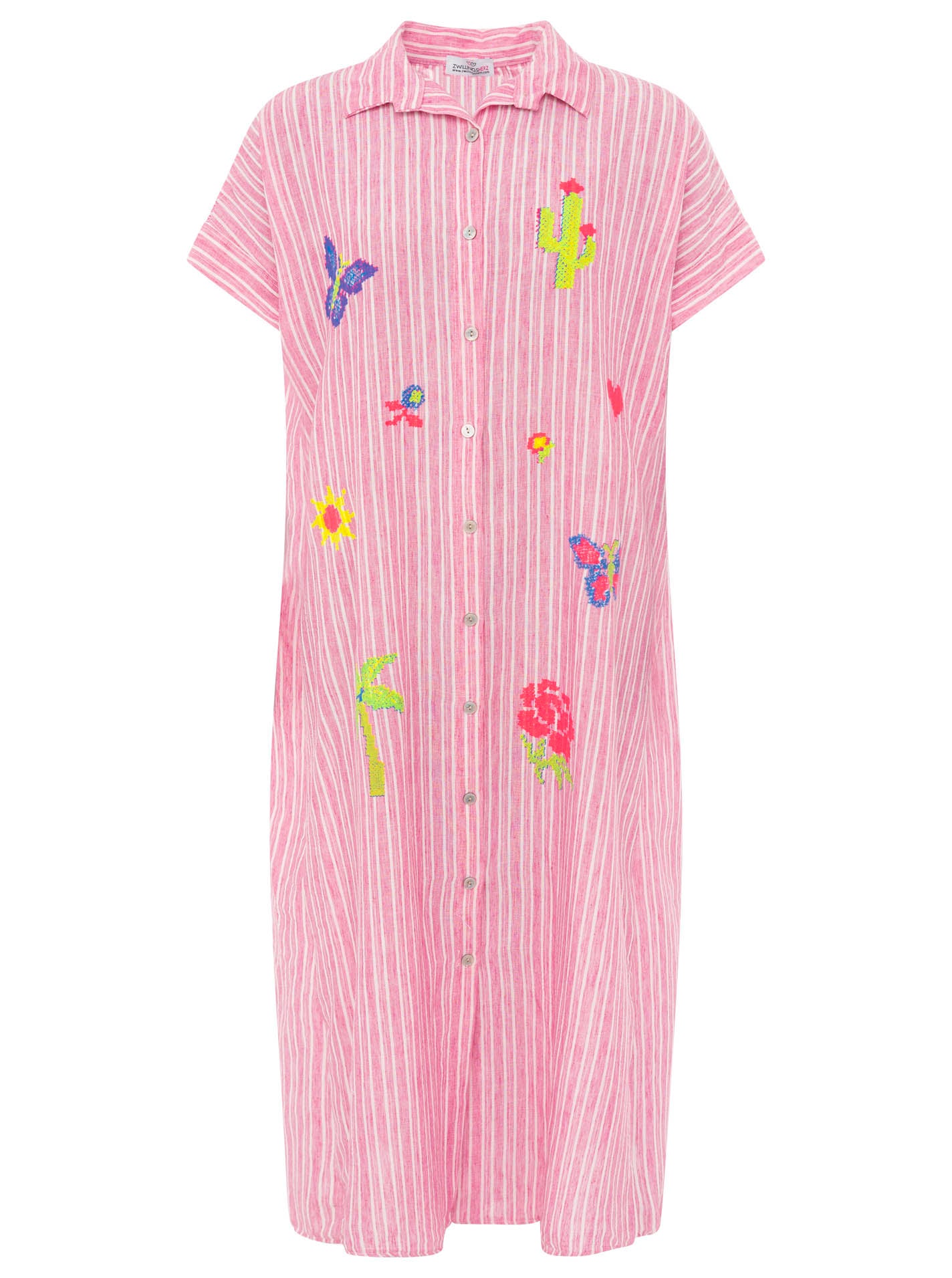 💕 Zwillingsherz XXL Tunika Leinen Mix "Summer & Sun" Pink