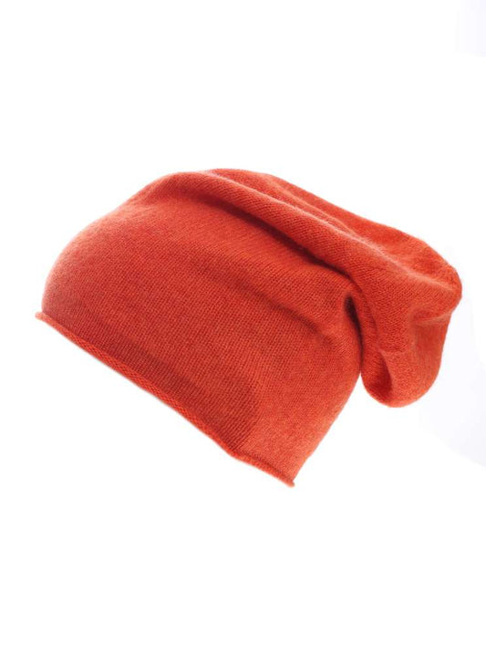 💕 Zwillingsherz Mütze Beanie 100 % Kaschmir Dunkelorange