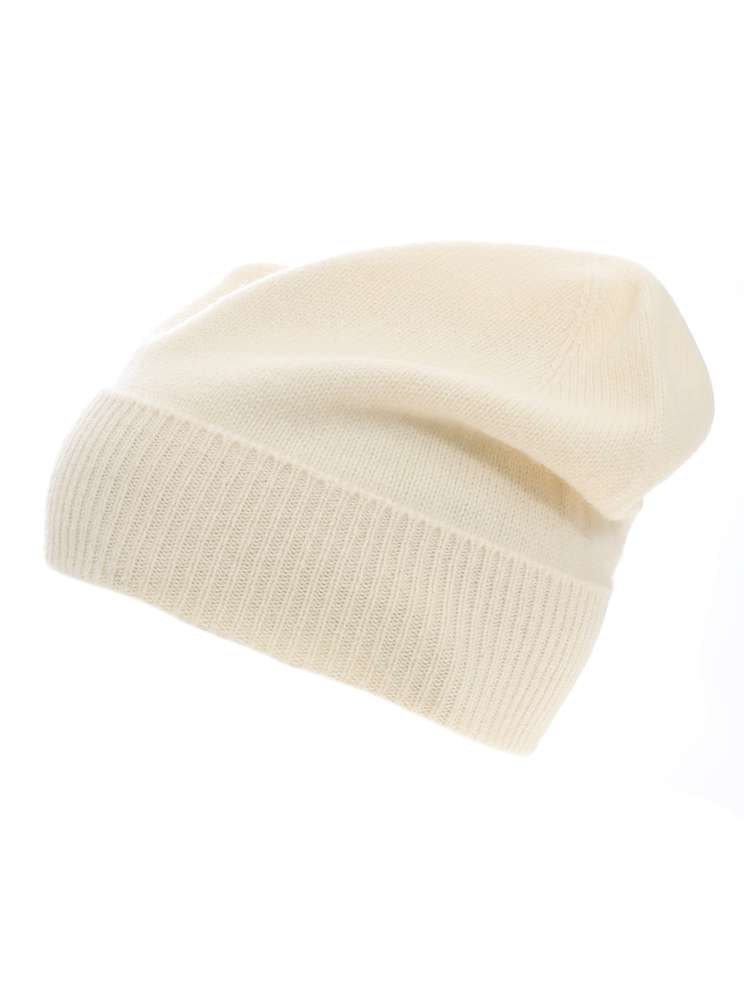 💕 Zwillingsherz Mütze Edge Beanie 100 % Cashmere "Madame" Weiß