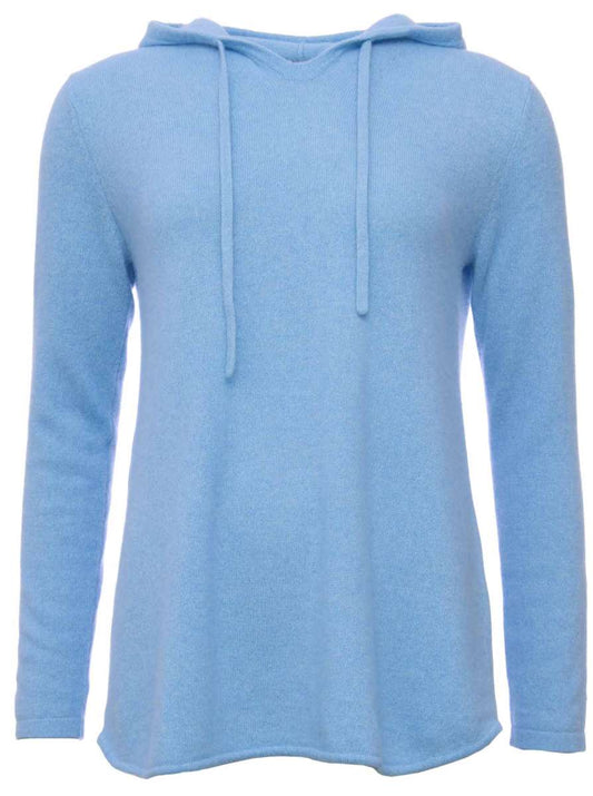 💕 Zwillingsherz Pullover Pulli Hoodie 100 % Kaschmir Kapuze Hellblau