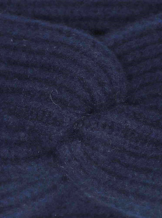 💕 Zwillingsherz Stirnband 100 % Cashmere "Rippen" Kaschmir Navy