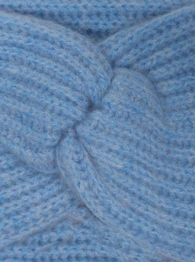 💕 Zwillingsherz Stirnband 100 % Cashmere "Rippen" Hellblau