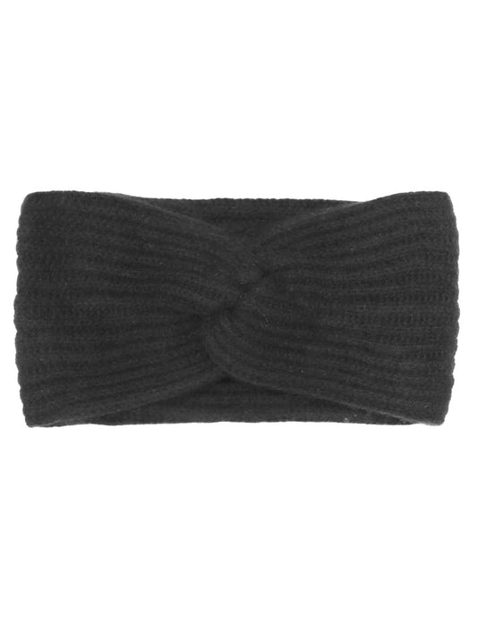 💕 Zwillingsherz Stirnband 100 % Cashmere "Rippen" Kaschmir Schwarz