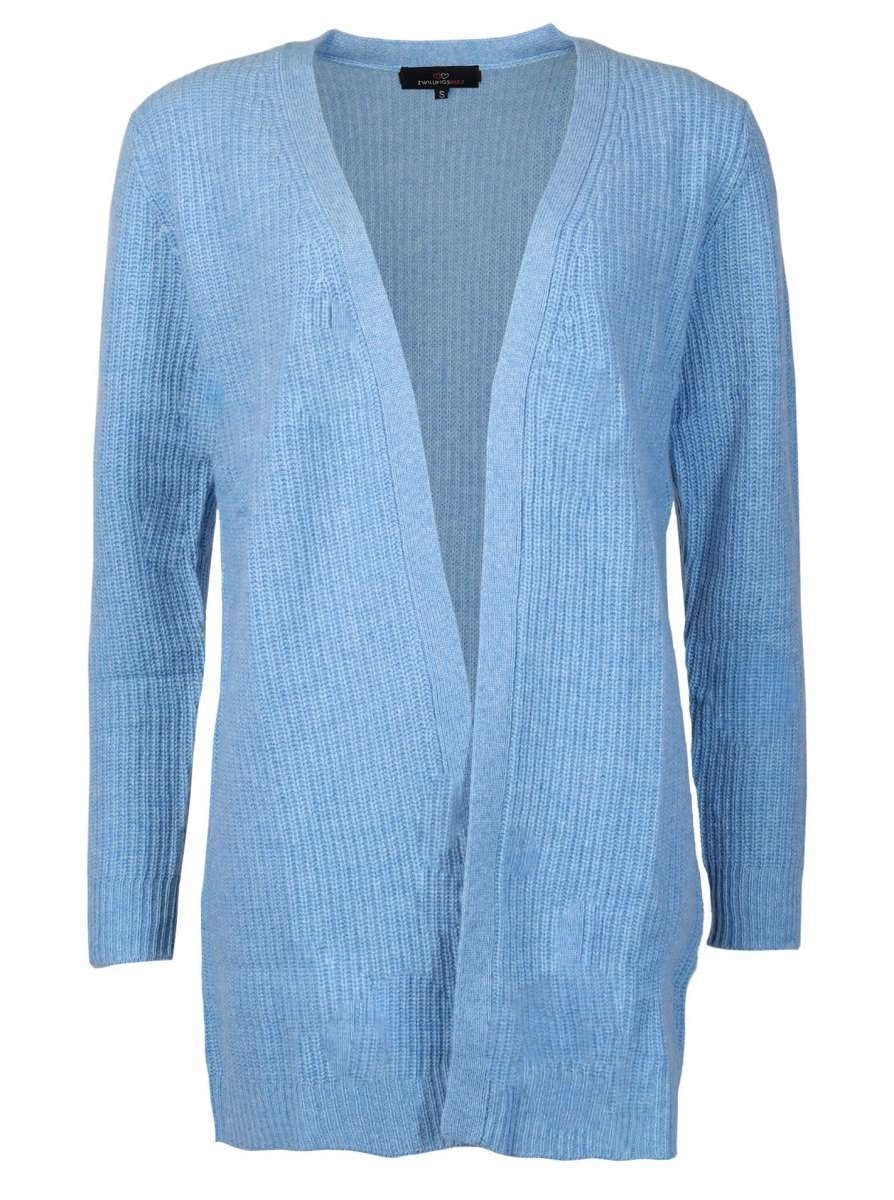 💕Zwillingsherz Strickjacke 100 % Kaschmir XXL-Rippe Blau