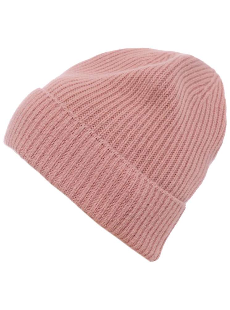 💕 Zwillingsherz Mütze "Ribbon Patterm" 100 % Kaschmir Altrosa