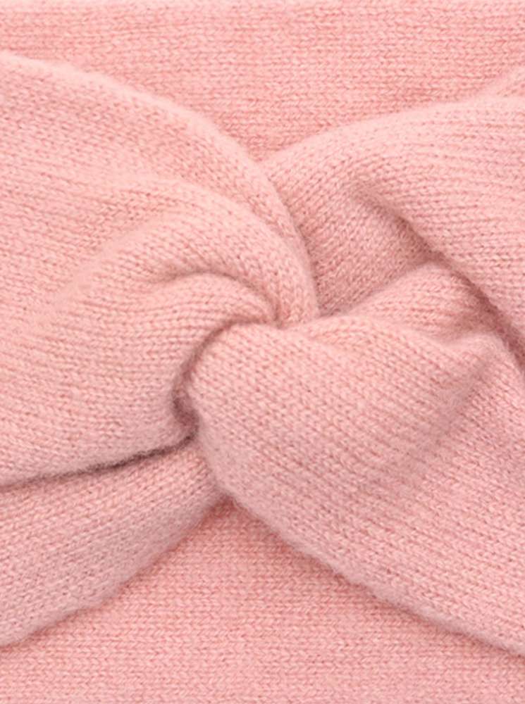 💕 Zwillingsherz Stirnband 100 % Cashmere "Knoten" Altrosa