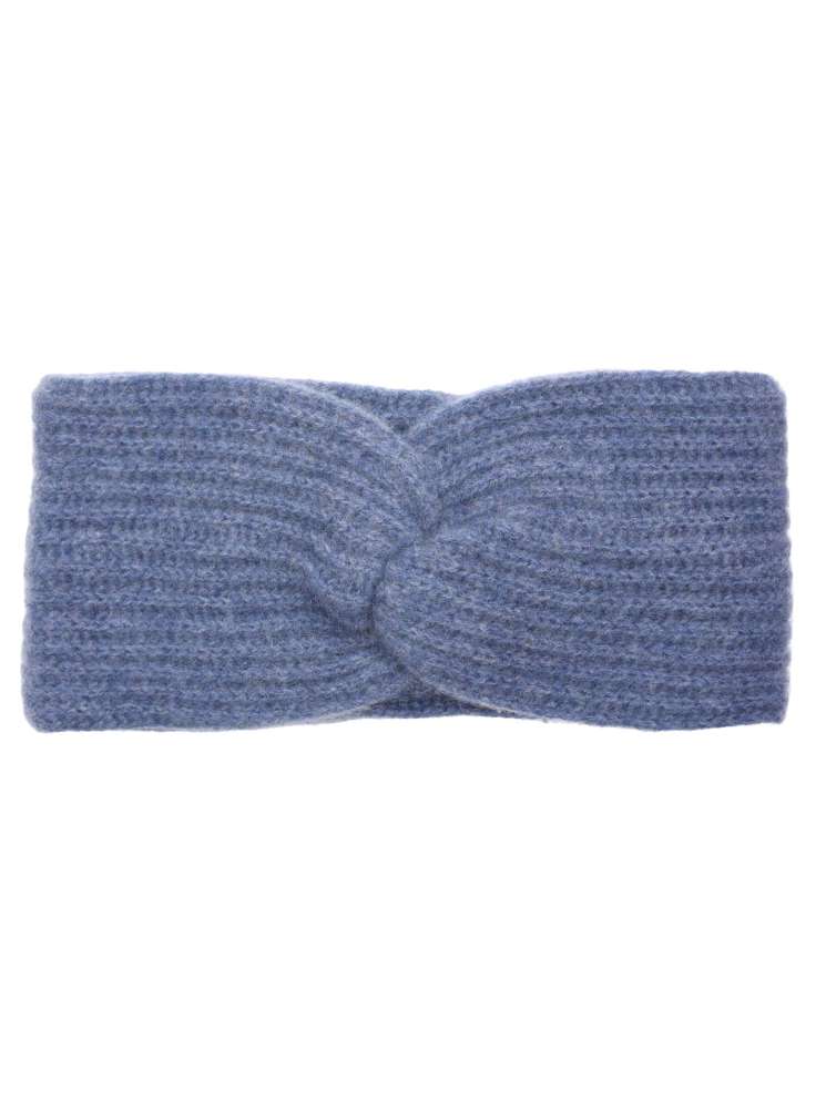 💕 Zwillingsherz Stirnband 100 % Cashmere "Rippen" Jeansblau