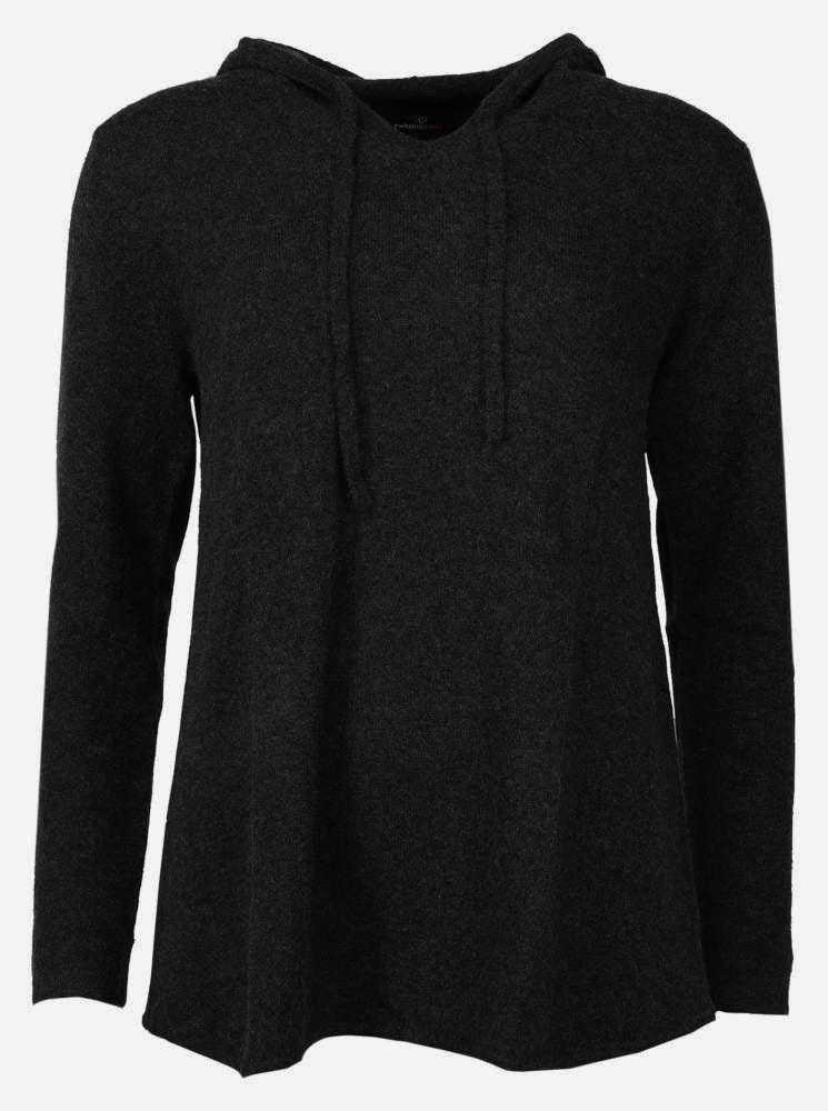 💕 Zwillingsherz Pullover Pulli Hoodie 100 % Kaschmir Kapuze Schwarz