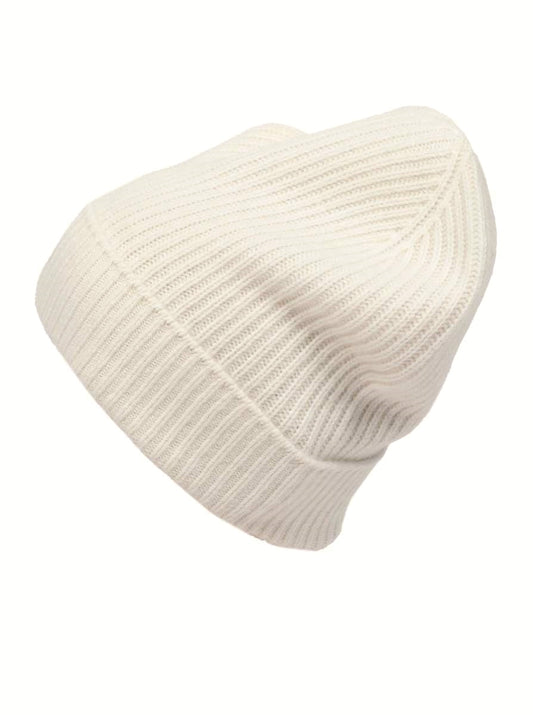 💕 Zwillingsherz Mütze "Ribbon Pattern" 100 % Kaschmir Weiß