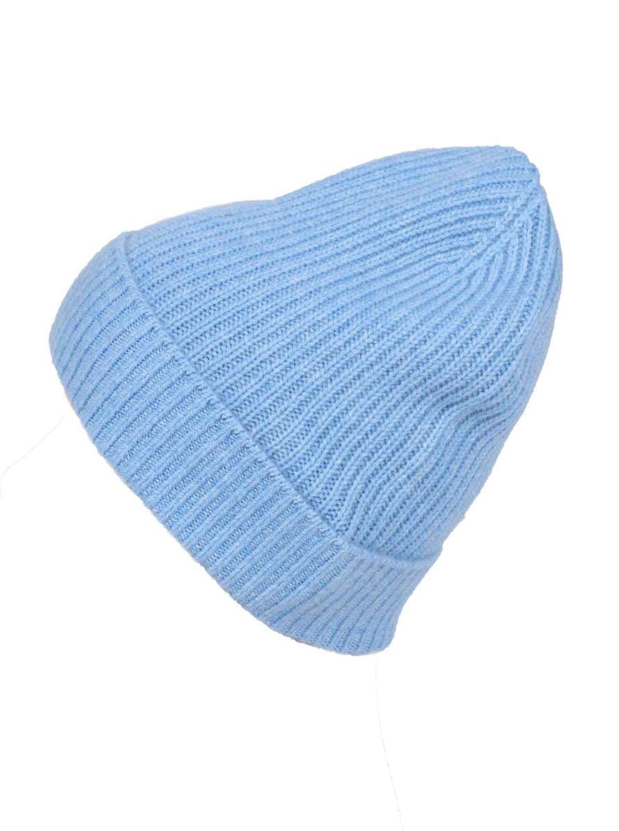💕 Zwillingsherz Mütze "Ripped Beanie" 100 % Kaschmir Hellblau