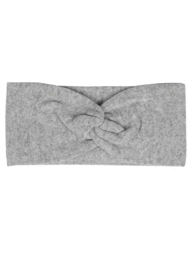 💕 Zwillingsherz Stirnband 100 % Cashmere "Knoten" Hellgrau