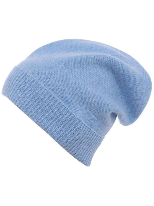 💕 Zwillingsherz Mütze "Ribbon Edge Beanie" 100 % Kaschmir Hellblau