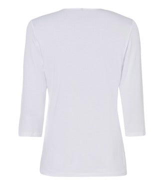 Olsen Shirt Basic Weiß 3/4 Arm Viskose V-Ausschnitt vorne gedoppelt 11100296