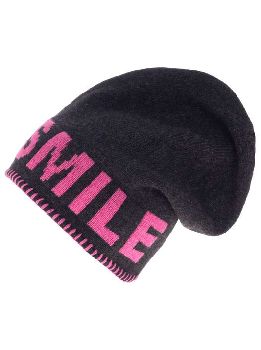 💕Zwillingsherz Mütze "Jolien" Beanie Kaschmir Wolle Viskose Anthrazit Pink