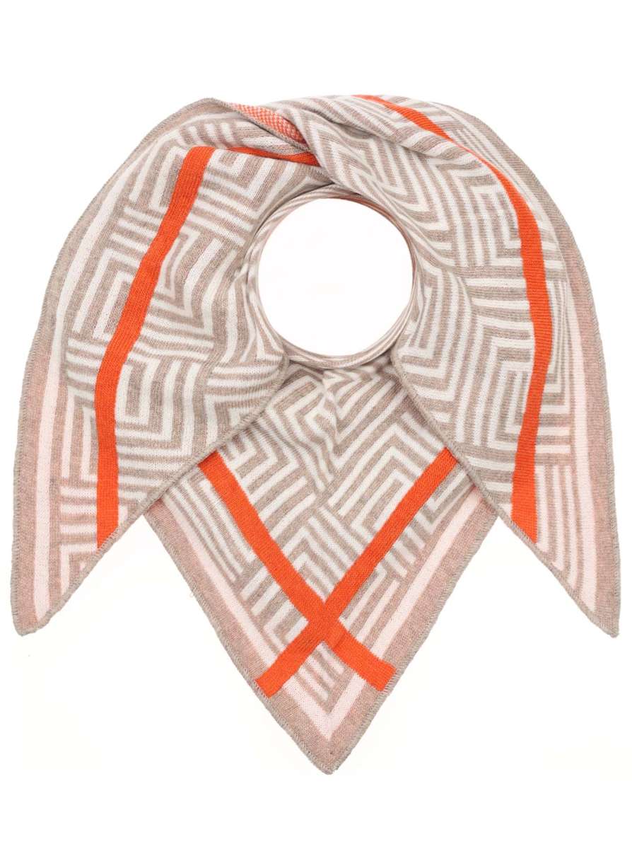 Zwillingsherz Dreieckstuch "Berenike" Wolle Kaschmir Beige Orange