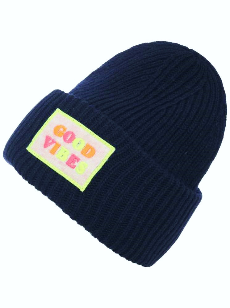 💕 Zwillingsherz Mütze "Nila" Navy Kaschmir Wolle Viskose