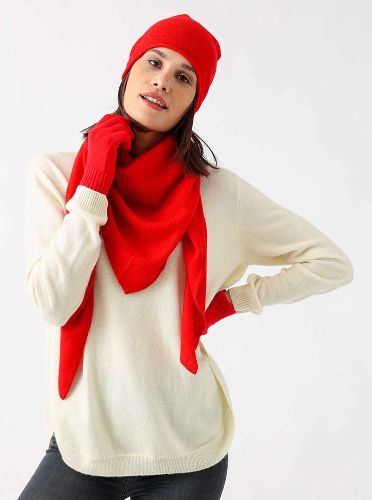 💕 Zwillingsherz Handschuhe 100 % Kaschmir Cashmere Rot