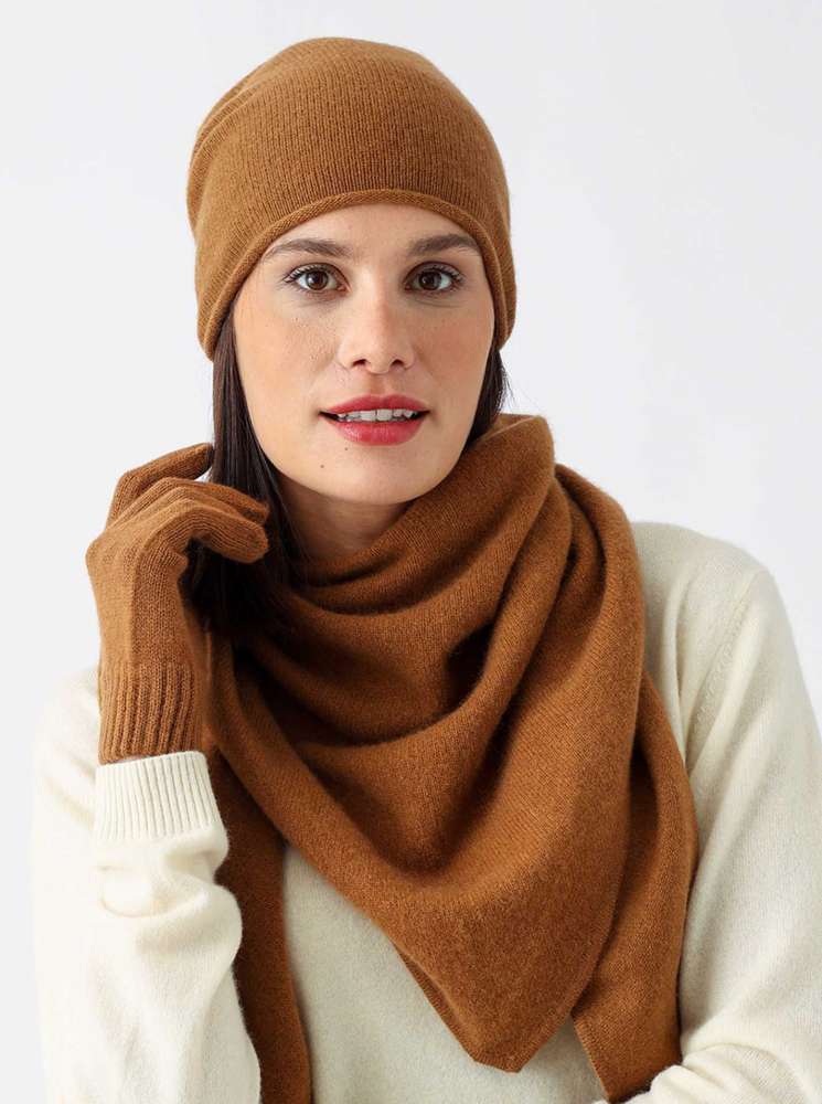 💕 Zwillingsherz Handschuhe 100 % Kaschmir Cashmere Cognac
