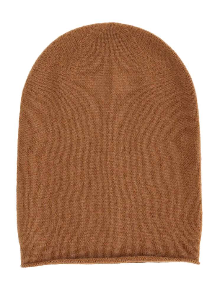 Zwillingsherz Mütze Beanie 100 % Kaschmir Cognac