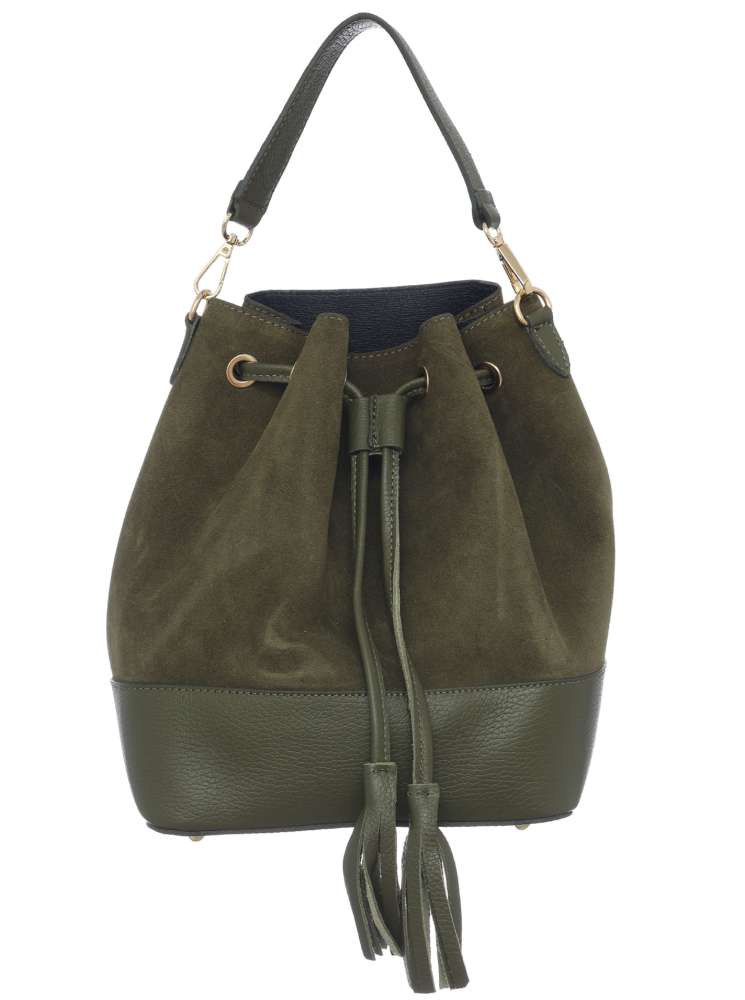 Tasche Beutel "Wild" 100 % Leder Khaki